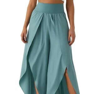 NEW Halara Teal Blue Breezeful Wide Leg Pants Lightweight Flowy Pull On Large